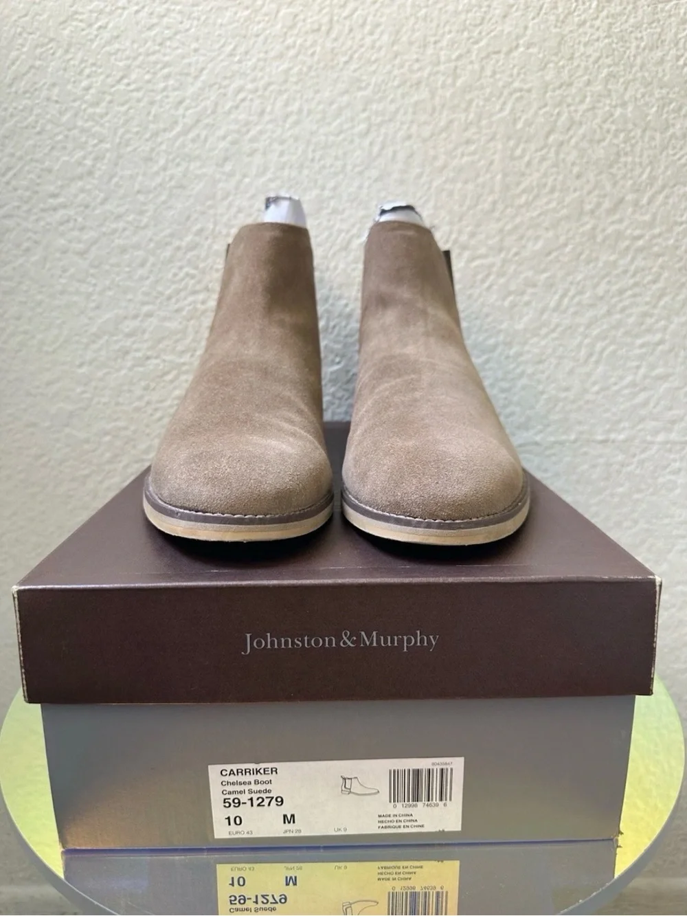 Johnston & Murphy Men’s Carriker Camel Suede Chelsea Boots
